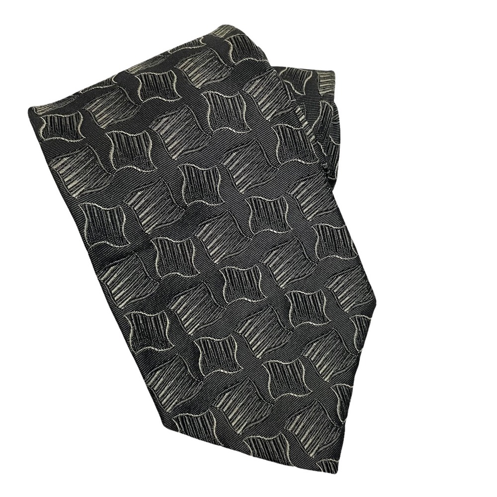 Fendi Roma Necktie Tie Black‎ Silver 100% Silk Tie Luxury Old Money Designer